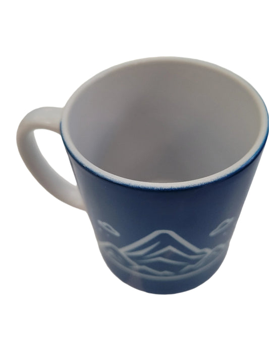 Blue Mug with Mountain Design