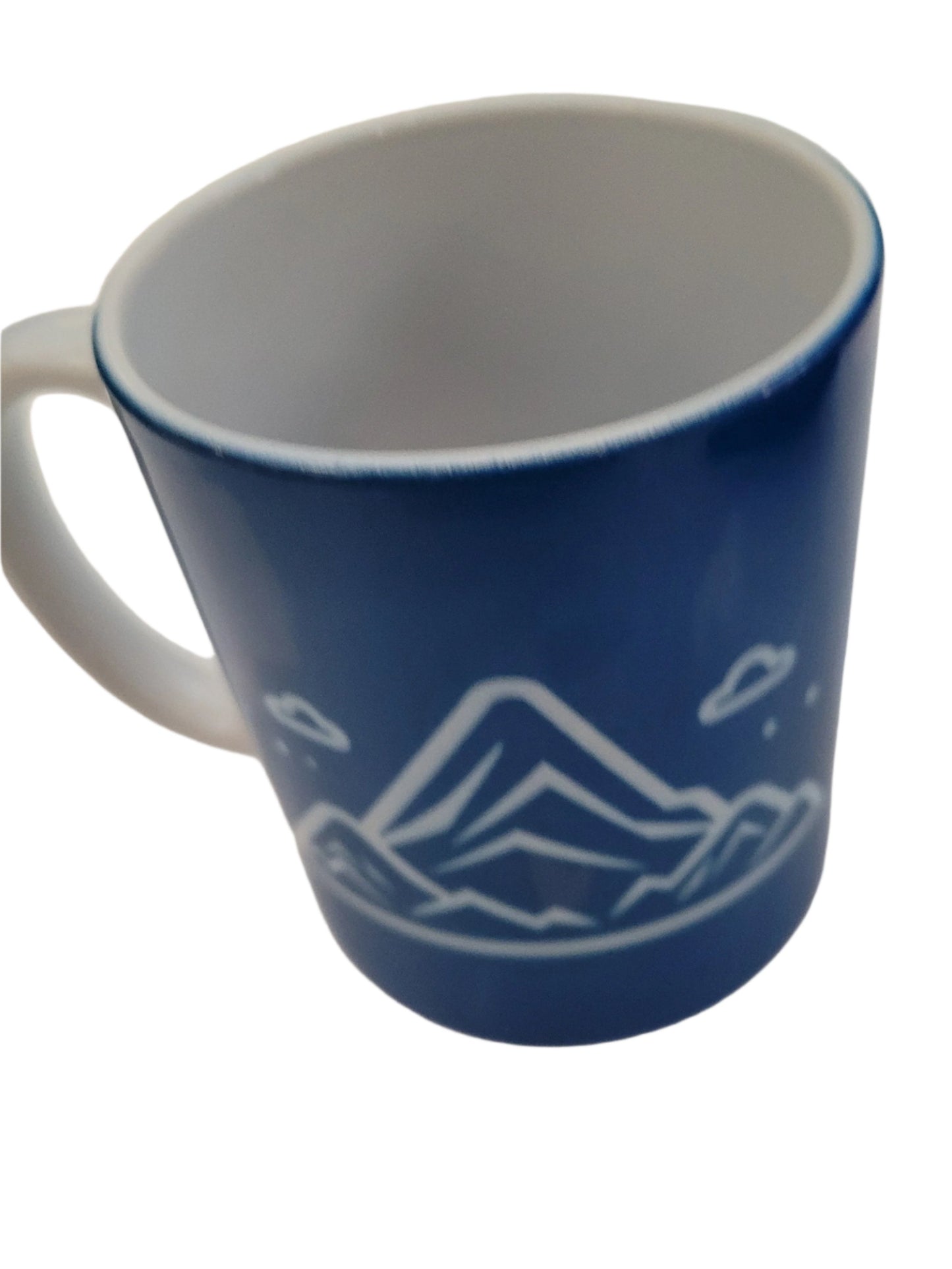 Blue Mug with Mountain Design